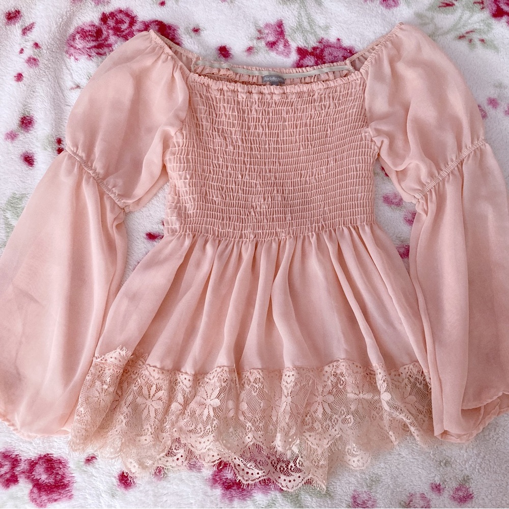 Charlotte Russe sheer pink blouse size M